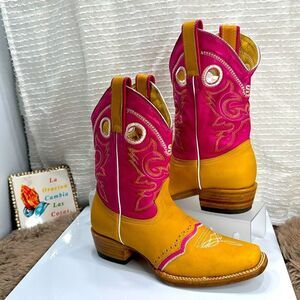 (N6) STEPHY ​​Boots by Lamas RODEO WESTERN COWGIRL LEATHER BOOTS big kid